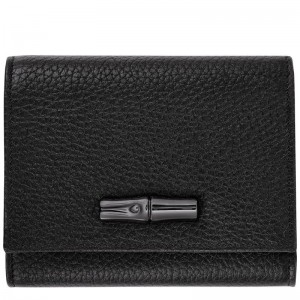 Black Women's Longchamp Roseau Essential Wallets | 963278-KUO