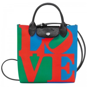 Red/Navy Women's Longchamp x Robert Indiana XS Crossbody Bags | 295061-LOH