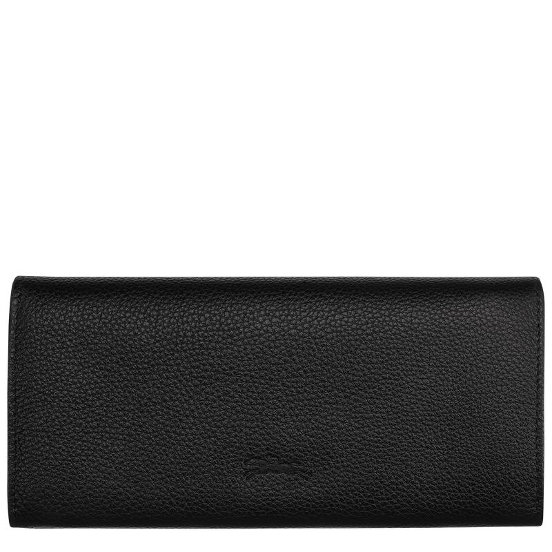 Black Women's Longchamp Le Foulonné Continental Wallets | 890461-QDB