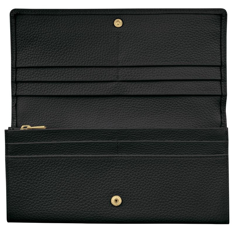 Black Women's Longchamp Le Foulonné Continental Wallets | 890461-QDB