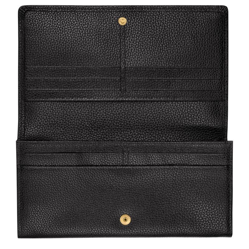 Black Women's Longchamp Le Foulonné Continental Wallets | 692358-SEX