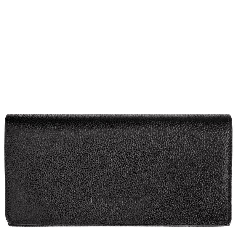 Black Women\'s Longchamp Le Foulonné Continental Wallets | 692358-SEX