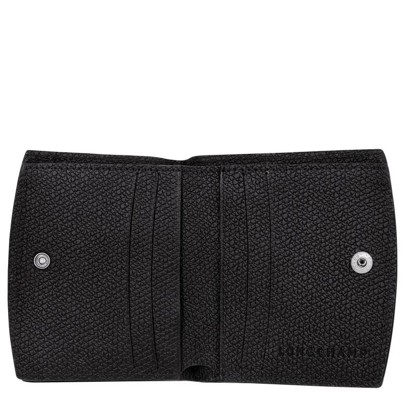 Black Women's Longchamp Roseau Wallets | 308259-QIZ