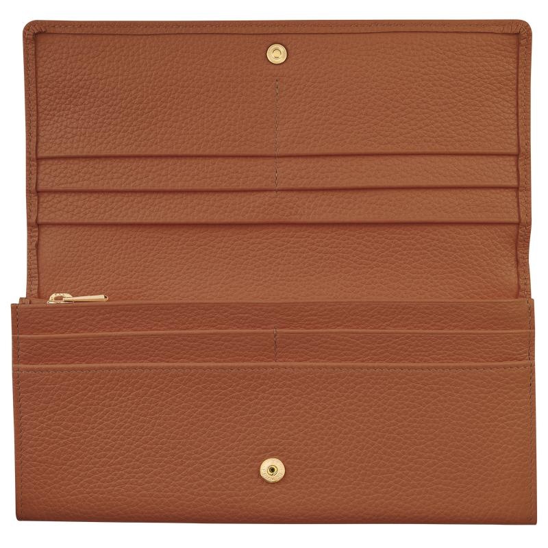 Caramel Brown Women's Longchamp Le Foulonné Continental Wallets | 069325-MWO