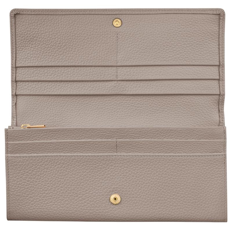 Turtledove Grey Women's Longchamp Le Foulonné Continental Wallets | 961072-VJZ